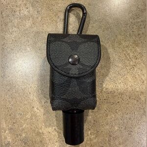 NEW Coach Keychain Hand Sanitizer Holder Container Charm Signature Black C5593